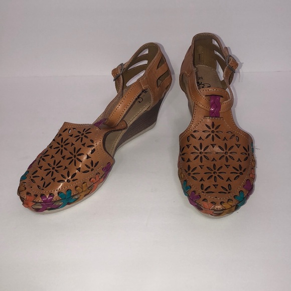 🌻 Huarache Leather Heeled Sandals Sz MEX26/US8 - Picture 5 of 8